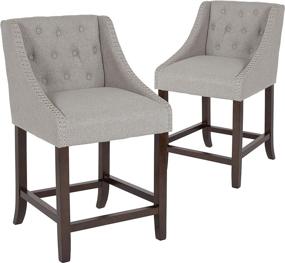 img 3 attached to 🪑 Taylor + Logan Residential Barstools, 2 Pack: Elegant Light Gray Fabric Seating Solution