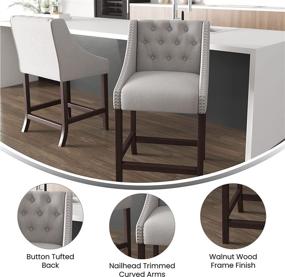 img 2 attached to 🪑 Taylor + Logan Residential Barstools, 2 Pack: Elegant Light Gray Fabric Seating Solution