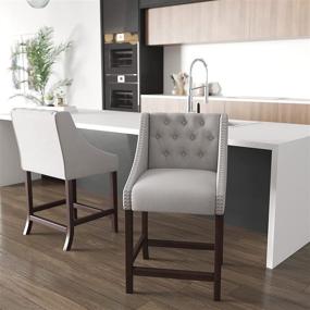 img 4 attached to 🪑 Taylor + Logan Residential Barstools, 2 Pack: Elegant Light Gray Fabric Seating Solution