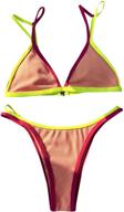 👙 stylish and sexy: wdirara women's spaghetti strap triangle bikini bathing suit 2 piece swimsuit logo