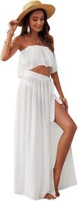 img 2 attached to Stunning 2 Piece Sheer Bandeau Top and Tie 👙 Side Long Skirt Cover Up Set for Women by Verdusa