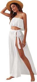 img 1 attached to Stunning 2 Piece Sheer Bandeau Top and Tie 👙 Side Long Skirt Cover Up Set for Women by Verdusa