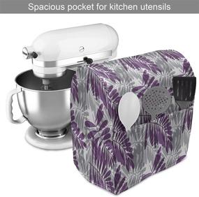 img 3 attached to 🌿 Stylish Lunarable Purple and Grey Stand Mixer Cover: Exotic Forest Leaves Silhouettes Design, Multi-purpose Kitchen Appliance Organizer Bag with Pockets - 6-8 Quarts, Purple Grey