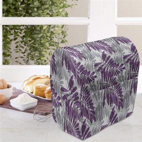 img 2 attached to 🌿 Stylish Lunarable Purple and Grey Stand Mixer Cover: Exotic Forest Leaves Silhouettes Design, Multi-purpose Kitchen Appliance Organizer Bag with Pockets - 6-8 Quarts, Purple Grey