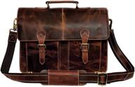 👜 stylish handmade leather shoulder briefcase messenger bag for men with 16 inch laptop satchel logo