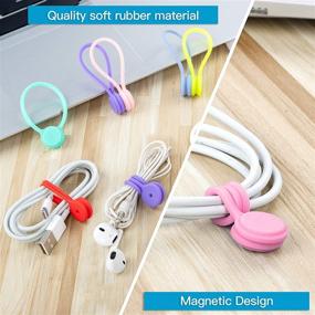 img 3 attached to 🔗 Joseche Reusable Magnetic Cable Ties Cord Organizers - 12 Pack: Efficient Cable Management, Hanging & Holding, Fidget-Friendly Gadgets