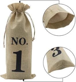 img 2 attached to 🍷 Shintop Set of 10 Jute Wine Bags, 14 x 6 1/4 inches Hessian Numbered Wine Bottle Gift Bags with Drawstring for Blind Wine Tasting Events (Brown)