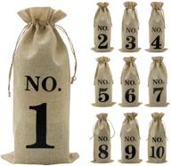 🍷 shintop set of 10 jute wine bags, 14 x 6 1/4 inches hessian numbered wine bottle gift bags with drawstring for blind wine tasting events (brown) logo