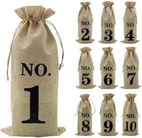 img 4 attached to 🍷 Shintop Set of 10 Jute Wine Bags, 14 x 6 1/4 inches Hessian Numbered Wine Bottle Gift Bags with Drawstring for Blind Wine Tasting Events (Brown)