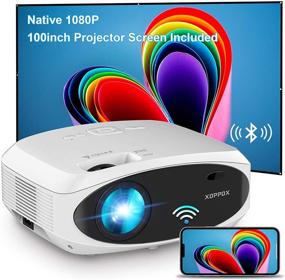 img 4 attached to 🎥 High-Definition WiFi Projector with Bluetooth, 7500L Full HD 1080P, XOPPOX Outdoor Movie Video Projector - Wireless Mirroring, HDMI/USB/Laptop Compatibility [Includes 100'' Screen]