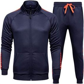 img 3 attached to 🏃 Stay Active and Stylish with PASOK Men's Casual Tracksuit Set: Full Zip 2 Pieces Jogging Athletic Sweat Suits