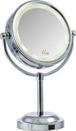 💄 mia beauty vanity mirror 10x 1x magnification double-sided cordless led lighted polished silver chrome finish for women, hair stylists, cosmetologists, teens, bathroom, table top – enhance your beauty routine! логотип