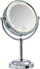 img 1 attached to 💄 Mia Beauty Vanity Mirror 10x 1x Magnification Double-Sided Cordless LED Lighted Polished Silver Chrome Finish for Women, Hair Stylists, Cosmetologists, Teens, Bathroom, Table Top – Enhance Your Beauty Routine!