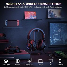 img 1 attached to 🎧 EasySMX Wireless Gaming Headset PS5/PS4/PC V07W with Detachable Noise Cancellation Microphone, RGB Lighting, Over-Ear Memory Foam, 7.1 Surround, Deep Bass