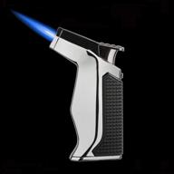 versatile jet torch lighter: refillable, windproof & adjustable flame with safety lock and punch feature (fuel not included) logo