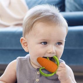 img 1 attached to Infantino Lil' Nibble Teethers Carrot: Soft-Textured Silicone Teether for Effective Sensory Exploration and Teething Relief - with Easy-to-Hold Handles