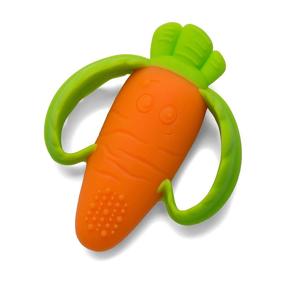 img 4 attached to Infantino Lil' Nibble Teethers Carrot: Soft-Textured Silicone Teether for Effective Sensory Exploration and Teething Relief - with Easy-to-Hold Handles