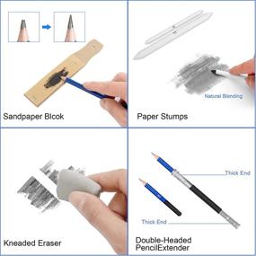 img 1 attached to 🖌️ 35-предметный набор карандашей для скетчинга и рисования: художественные материалы для взрослых и подростков - включает графит, древесный уголь, ластик, точилку - идеальный подарок на праздники.