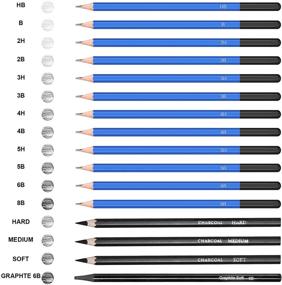 img 2 attached to 🖌️ 35-предметный набор карандашей для скетчинга и рисования: художественные материалы для взрослых и подростков - включает графит, древесный уголь, ластик, точилку - идеальный подарок на праздники.