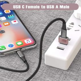 img 2 attached to 🔌 3-Pack USB C Female to USB Male Adapter, Type A Charger Cable Converter for Apple Watch Series 7, iPhone 11 12 13 Pro Max, Airpods, iPad 8 8th 9 9th, Air 4 2020 4th, Mini 6 6th Gen 2021