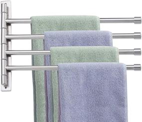 img 4 attached to 🔀 Swivel Towel Bar: Wall-Mounted Stainless Steel Rack with 4 Arms & 180° Rotation – Perfect Towel Holder for Bathroom and Kitchen Organization