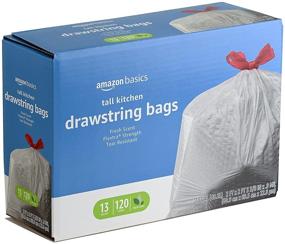 img 2 attached to 🗑️ Amazon Basics Flextra Tall Kitchen Drawstring Trash Bags: Clean Fresh Scent, 13 Gallon, 120 Count - High-Quality Waste Management Solution