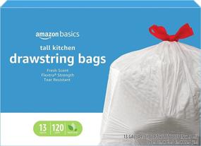img 1 attached to 🗑️ Amazon Basics Flextra Tall Kitchen Drawstring Trash Bags: Clean Fresh Scent, 13 Gallon, 120 Count - High-Quality Waste Management Solution