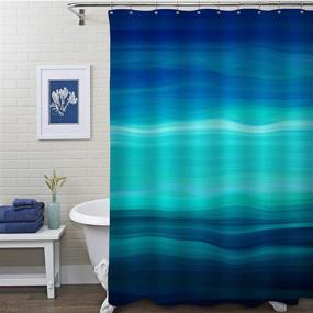 img 4 attached to 🌊 MitoVilla Navy Blue Ombre Shower Curtain Set: Beach-Inspired Ocean Liner for Bathroom Decor - Abstract Green, Turquoise Modern Waves Fabric, Teal, 72x72