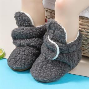 img 2 attached to Meckior Infant Baby Girls Boys Fleece Booties Cozy Shoes Grippers Newborn Toddler First