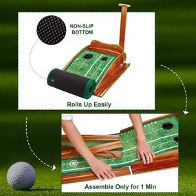 img 1 attached to 🏌️ REMOSSY 8-Foot Wood Golf Putting Green Mat with Auto Ball Return System – Indoor/Outdoor Golf Putting Practice Mat for Home Office Backyard Use