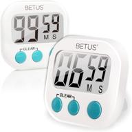 betus 2-pack digital kitchen timer with large digits, easy operation and enhanced alarm - magnetic back or table stand - stopwatch for counting up and down ideal for cooking, baking, sports games, office logo