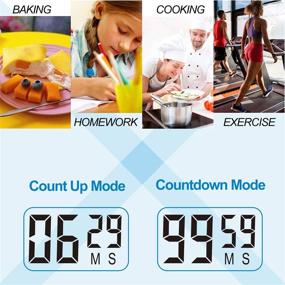 img 2 attached to Betus 2-Pack Digital Kitchen Timer with Large Digits, Easy Operation and Enhanced Alarm - Magnetic Back or Table Stand - Stopwatch for Counting Up and Down ideal for Cooking, Baking, Sports Games, Office