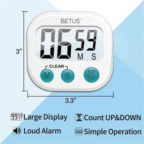 img 3 attached to Betus 2-Pack Digital Kitchen Timer with Large Digits, Easy Operation and Enhanced Alarm - Magnetic Back or Table Stand - Stopwatch for Counting Up and Down ideal for Cooking, Baking, Sports Games, Office