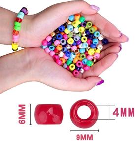 img 2 attached to 🌈 Rainbow Opaque Beads Jewelry Making Kit - 9mm Greentime Pony Beads for Friendship Bracelet, Necklace Crafts. Small Loose Spacer Beads Set in 24 Vibrant Colors - Ideal Back to School Gift!