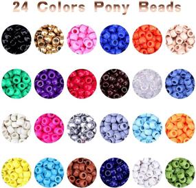 img 1 attached to 🌈 Rainbow Opaque Beads Jewelry Making Kit - 9mm Greentime Pony Beads for Friendship Bracelet, Necklace Crafts. Small Loose Spacer Beads Set in 24 Vibrant Colors - Ideal Back to School Gift!