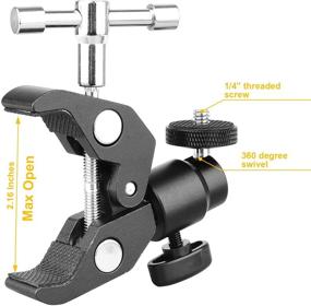img 3 attached to 📷 Camera Ball Mount Clamp with 1/4"-20 Tripod Head Hot Shoe Adapter and Versatile Super Clamp for Shoe Mount Equipment