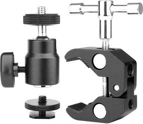 img 2 attached to 📷 Camera Ball Mount Clamp with 1/4"-20 Tripod Head Hot Shoe Adapter and Versatile Super Clamp for Shoe Mount Equipment