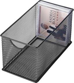 img 3 attached to 📁 Set of 2 Black Metal Mesh CD Holder Storage Boxes: Open Bin Organizer