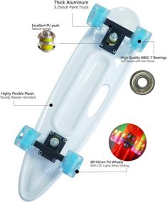 img 1 attached to 🛹 Runyi 26 inch Complete Plastic Mini Cruiser Retro Skateboard with Handle - Colorful LED Light PU Wheels for all Ages and Skill Levels