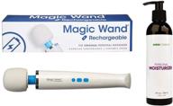rechargeable magic wand with 8 oz green cosmos personal moisturizer logo