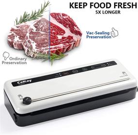 img 3 attached to CeKay Food Saver Vacuum Sealer Machine - Automatic Air Sealing System for Food Preservation, Starter Kit with One Roll, Dry & Moist Food Modes, Built-in Bag Storage & Cutter, Compact Design
