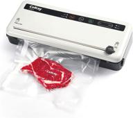 cekay food saver vacuum sealer machine - automatic air sealing system for food preservation, starter kit with one roll, dry & moist food modes, built-in bag storage & cutter, compact design logo