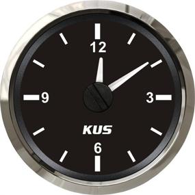 img 1 attached to ⏰ Enhanced Precision: KUS Guaranteed 12-Hour Format Clock Meter Gauge with Backlight - 52mm (2") 12V/24V