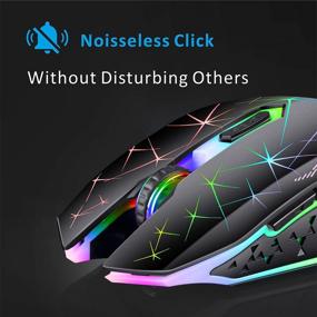 img 1 attached to 🖱️ Enhance Your Gaming Experience with TENMOS V7 Wireless Gaming Mouse - Rechargeable LED Silent Optical Rainbow USB Computer Mice for Laptop PC (Black)