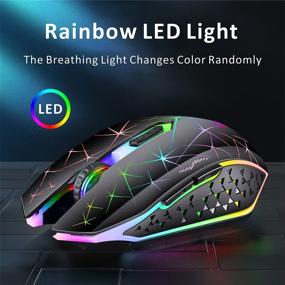 img 3 attached to 🖱️ Enhance Your Gaming Experience with TENMOS V7 Wireless Gaming Mouse - Rechargeable LED Silent Optical Rainbow USB Computer Mice for Laptop PC (Black)