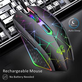 img 2 attached to 🖱️ Enhance Your Gaming Experience with TENMOS V7 Wireless Gaming Mouse - Rechargeable LED Silent Optical Rainbow USB Computer Mice for Laptop PC (Black)