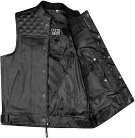 img 3 attached to 🔥 SOA Men's Denim Leather Motorcycle Club Vest with Hidden Gun Pockets and Armor S