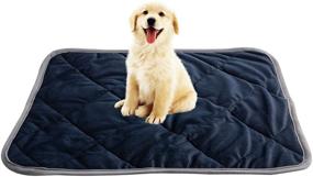 img 4 attached to 🐱 Cozy and Convenient Self Heating Cat Pad Pet Mat: Warming and Comfortable Thermal Cat Mat, Anti-Slip Design - Navy Blue (Medium Size: 18.9x27.5)