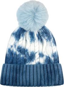 img 2 attached to 🧣 Winter Tie Dye & Christmas Striped Cuffed Pom Knit Soft Thick Beanie Skully Hat by The Hat Depot