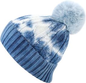 img 3 attached to 🧣 Winter Tie Dye & Christmas Striped Cuffed Pom Knit Soft Thick Beanie Skully Hat by The Hat Depot